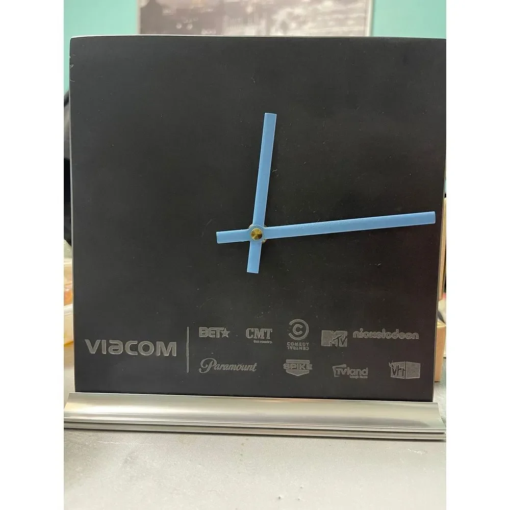 Viacom Desk Clock Modern Logo Decor‎ Office Media Room Square